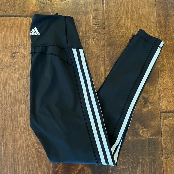 adidas Pants - Adidas Black Classic Stripe Leggings